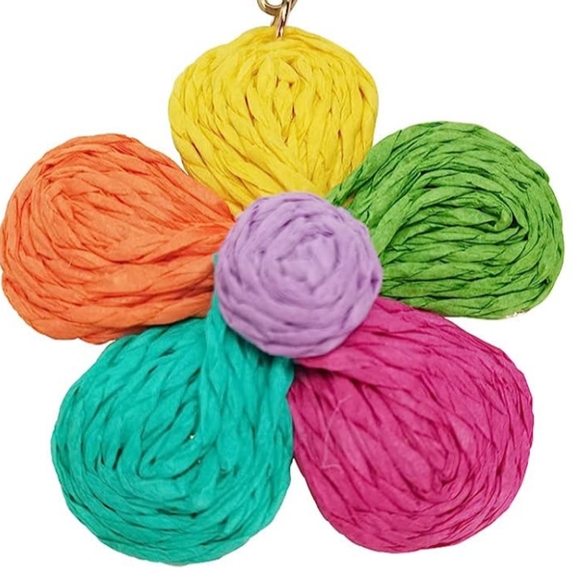 Oversized Multicolored Wicker Flower Earrings New Colorful Boho Rattan Flowers - Picture 2 of 3